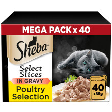SHEBA Select Slices Cat Pouches Poultry Collection in Gravy 40 x 85g