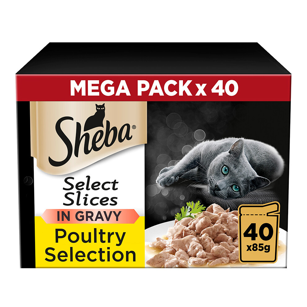 Sheba Select Slices Cat Pouches Poultry Collection In Gravy 40 X 85G