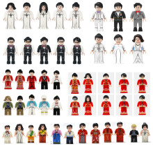 28pcs Chinese and Western style wedding groom bride couple costume groomsman bridesmaid building blocks