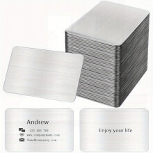 (As Pic) 30pcs 304 Stainless Steel Business Card Blanks 0.8mm Thick Laser-Engravable Metal Cards - 3.4x2.1 Inch Durable DIY Customizable Name Plates
