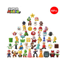(SuperMarioSet) 48 dielna súprava Super Mario Bros Luigi Model bábika Hračka Akčné figúrky Dekorácia