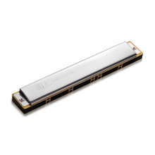 (Ασημί) 28 Τρύπες Ευρύ Εύρους C Tremolo Harmonica