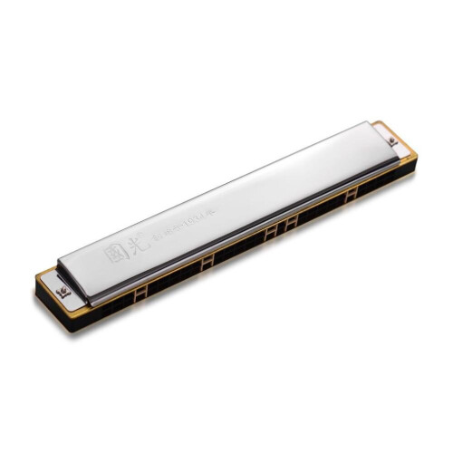(Ασημί) 28 Τρύπες Ευρύ Εύρους C Tremolo Harmonica