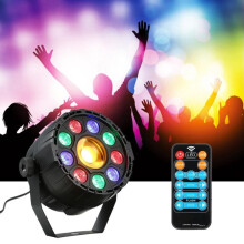 (US Plug) 15W 10 LED Stroboskop Par Lamp RGB Žltá DMX zvuk Diaľkové ovládanie javiska pre DJ Party AC90-240V