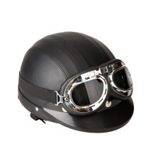 (Čierny) Motocyklový skúter Polokožená prilba s otvoreným zorníkom UV okuliare Retro Vintage Style 54-60