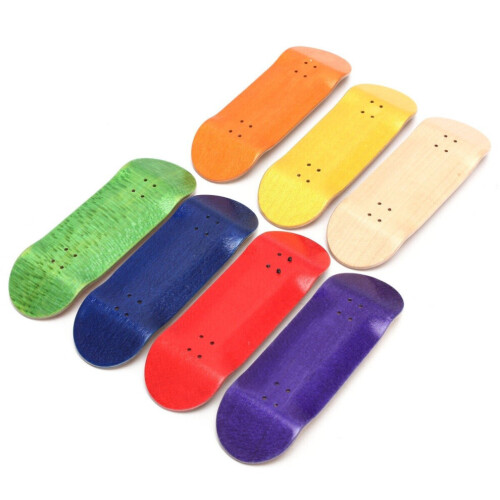 (Μπλε) Πολύχρωμο Ξύλινο Σετ Mini Skateboard με Baseboard για Εσωτερικ 1