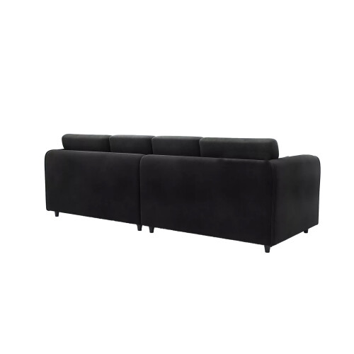 Snugg Furniture (Black) Raven Plush Velvet 4 Seater Corner Sofa 2
