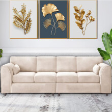 (Cream) Raven Plush Velvet 4 Seater Corner Sofa