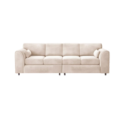 Snugg Furniture (Cream) Raven Plush Velvet 4 Seater Corner Sofa 2