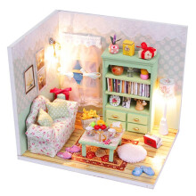 Drevená miniatúra domčeka snov s LED+nábytkom+krytá miestnosť