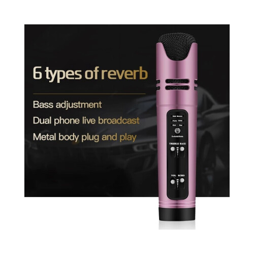 (Ροζ) DSP Metal Handheld Karaoke Microphone για Ασύρματη Ηχογράφηση, Υποστήριξ 2