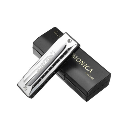 (F) 10 Holes Blues Harmonica Tone C Sliver Color για αρχάριους 1