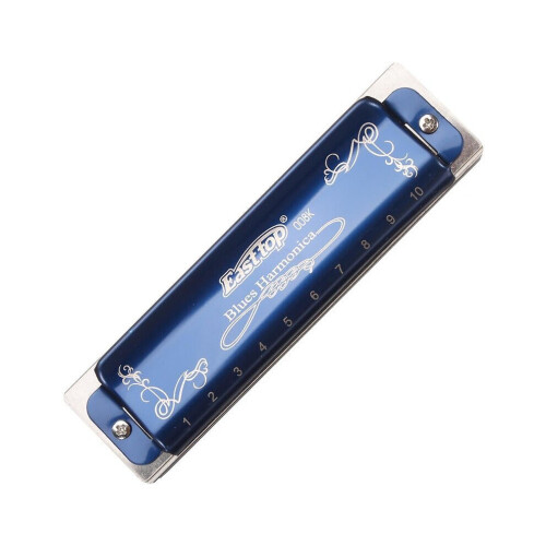 (G..) 10 Hole Blues Harmonica Tone C Μπλε Χρώμα για αρχάριους 2