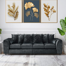 (Scatter Back, Black) Aurora Crushed Velvet 4 Seater 2 Corner Sofa