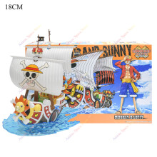 (Con scatola A) 18 cm Anime Figure Thousand Sunny Going Merry Barca Nave Pirata Figurine Giocattoli
