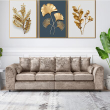 (Scatter Back, Champagne) Aurora Crushed Velvet 4 Seater 2 Corner Sofa