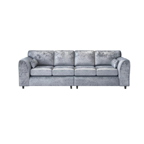Snugg Furniture (Full Back, Silver) Aurora Crushed Velvet 4 Seater 2 Corner Sofa 2