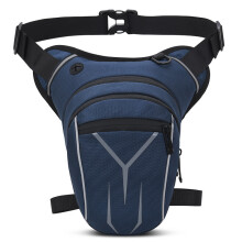 (Blu) Borsa da gamba per moto, Marsupio da moto per uomo, Borsa a tracolla da uomo, Borsa tattica multifunzione