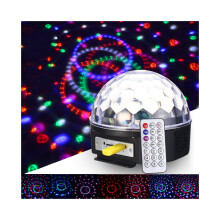 Lampada da palco a LED RGB con sfera di cristallo da 18 W, telecomando, MP3, DJ, club, pub, discoteca,