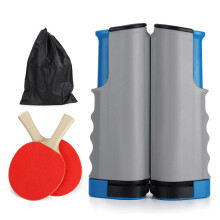 (Grigio) Set di rete da ping pong retrattile da 1,7 m per ogni tavolo, 2 racchette da ping pong, allenamento