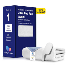 (1x Double Bed 86x137cm) Incontinence Washable Bed Pads 86x137 cm Reusable Tumblerdry Double Bed Size With Tucks Incontinence Reusable Bed Pad with Wings