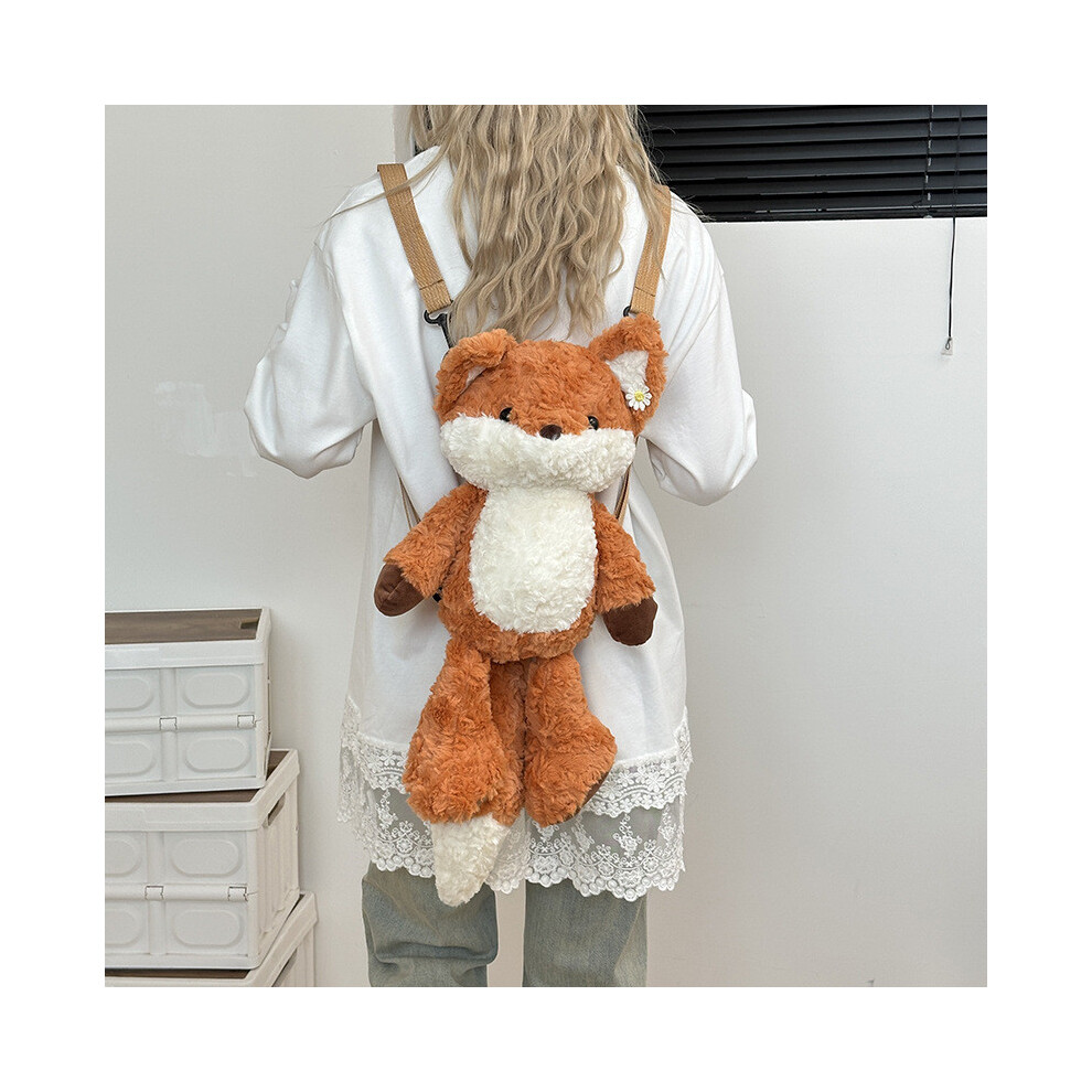 (Running) Children Fox Plush Backpack Outdoor Leisure Storage Bag Cartoon Doll Cute
