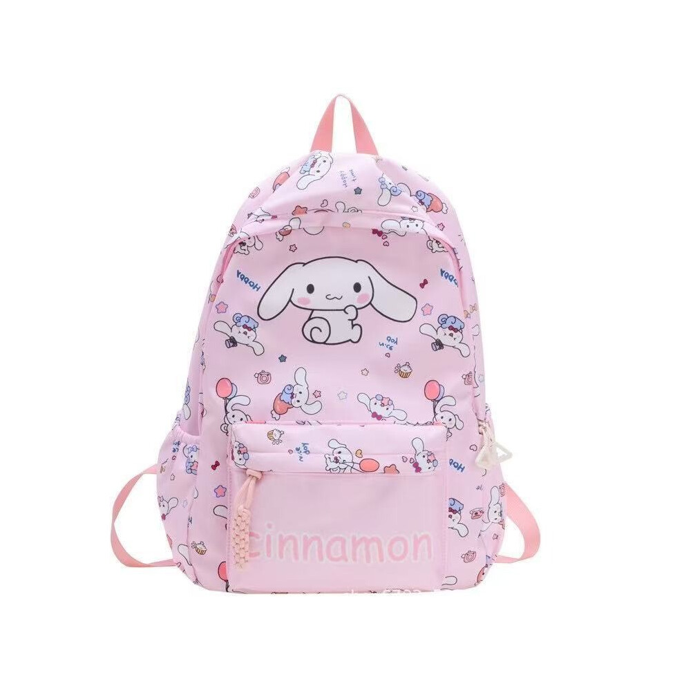 (Pink Cinnamon Roll) Kitty Kuromi Hello Cinnamoroll Letter Multiple Pocket Backpack Students Cartoon