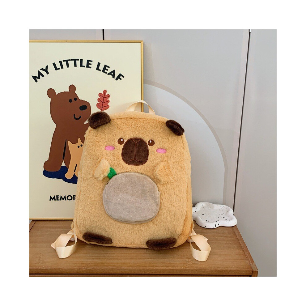 (Brown) Animal Stuffed Capybara Schoolbags Backpack Spacious Storage Kids Gifts Bag-image-OPC-PH7HRF5-NEW