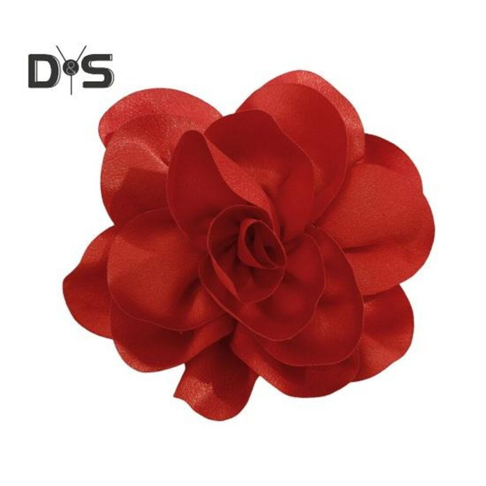 (red) Women Corsage Brooch Fabric Flower Shape Anti-slip Suit Coat Collar Hat Scarf Dress Decoration Clothes Pin Prom Party Garment Jewelry