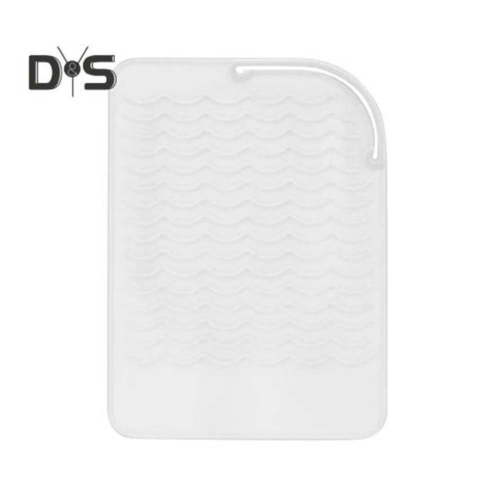 (white) Curling Iron Heat Resistant Mat Anti-slip Silicone Rectangle Portable Flat Iron Hair Straightener Hair Styling Hot Tools Travel Heat Pad Protector