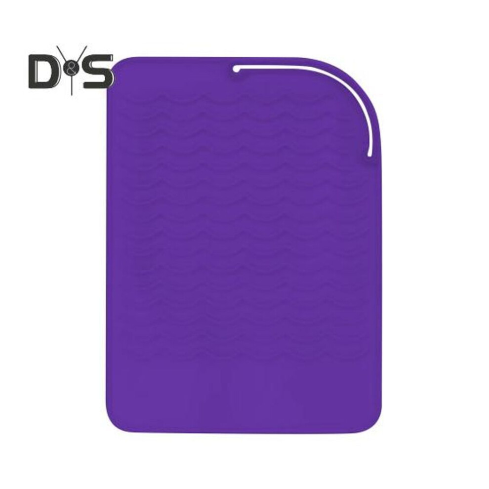 (purple) Curling Iron Heat Resistant Mat Anti-slip Silicone Rectangle Portable Flat Iron Hair Straightener Hair Styling Hot Tools Travel Heat Pad Protector