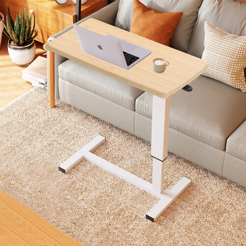 Living And Home Height Adjustable Mobile Table Overbed Desk with Wheels 1