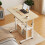 Living And Home 60*37cm Height Adjustable 2-Tier Mobile Table Overbed Desk, Light Oak 1