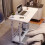 Living And Home 60*37cm Height Adjustable 2-Tier Mobile Table Overbed Desk, White 2