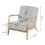 Living And Home Linen Buttoned Armchair Log Frame 6