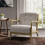 Living And Home Linen Buttoned Armchair Log Frame 1