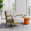 Living And Home Linen Buttoned Armchair Log Frame 2