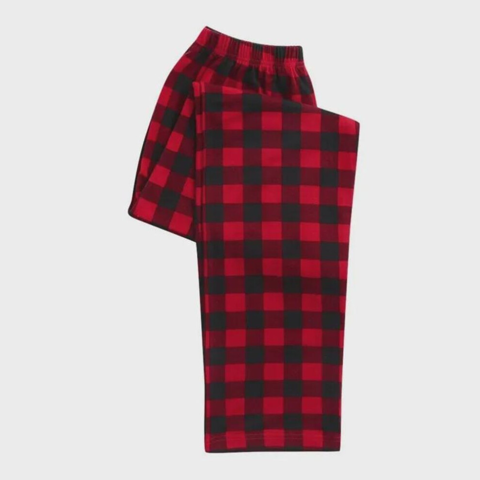 (black, Kid - 8T) European And American Christmas Family Pajamas - Plaid Raglan Sleeves With Cartoon Prints