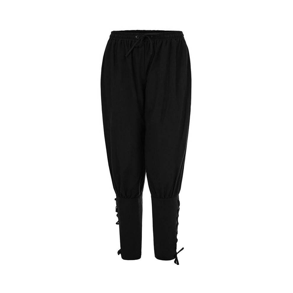 (Black,2XL)Pantalon homme médiéval pirate cosplay renaissance navigateur pantalon renaissance