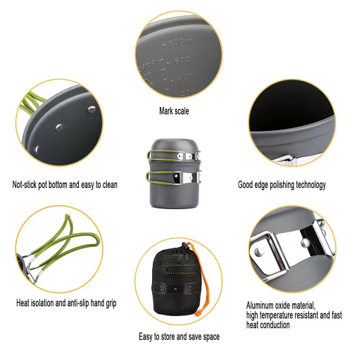 Camping Pots Cookware Set Portable 1