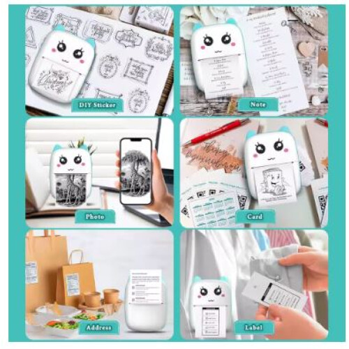 Mini Bluetooth Thermal Printer Wireless Label & Photo Printer Android 2