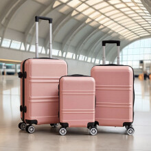 (Rose Gold) 3PCS Lockable Travel Suitcase Set