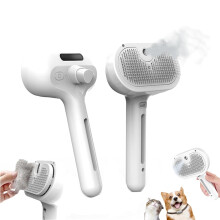 (White) Lettuce Pets Steam Brush For Dogs, Lettuce Pets Grooming Set, Pet Mist Massage Brush, 3-In-1 Spray Hair Removal Comb, Steam Brushs With Water