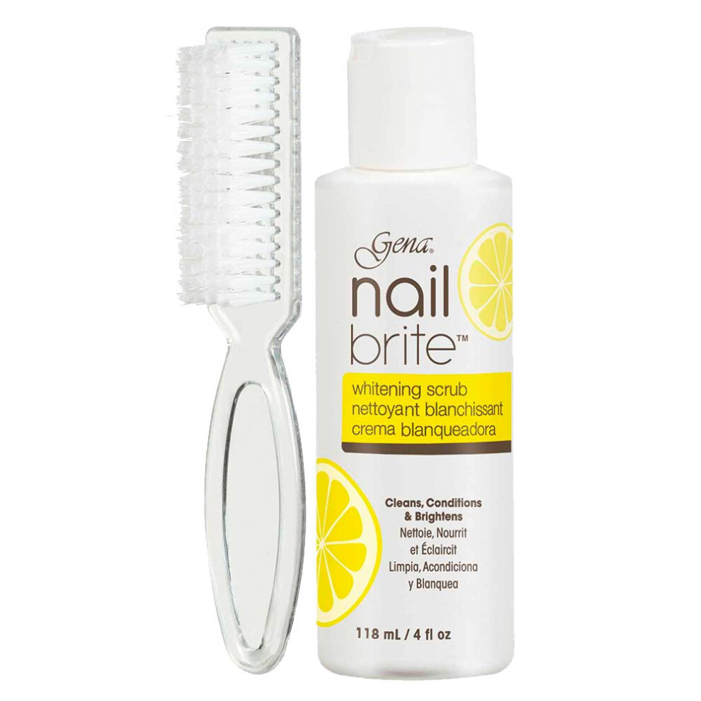 Gena Nail Brite Whitening Scrub with Brush  Cleans Conditions & Brightens Nails  4 oz