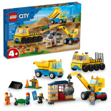 LEGO City Bouwtrucks en sloopkogelkraan 60391 Bouwspeelgoedset voor peuters vanaf 4 jaar Inclusief 3 bouwvoertuigen, een verlaten huis en 3 minifigur