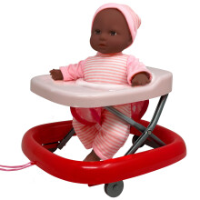 Conjunto de Muñeca de 30 cm con Muñeca Falsa y Andador Plegable, Accesorios de Muñeca Suave