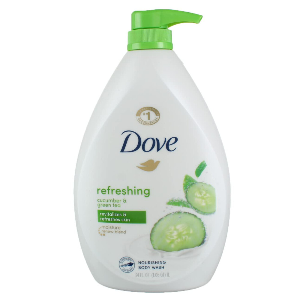 Dove Refreshing Revitalizes And Refreshes Skin Body Wash  Cucumber and Green Tea  34 fl oz (3 pack) (Bundle)