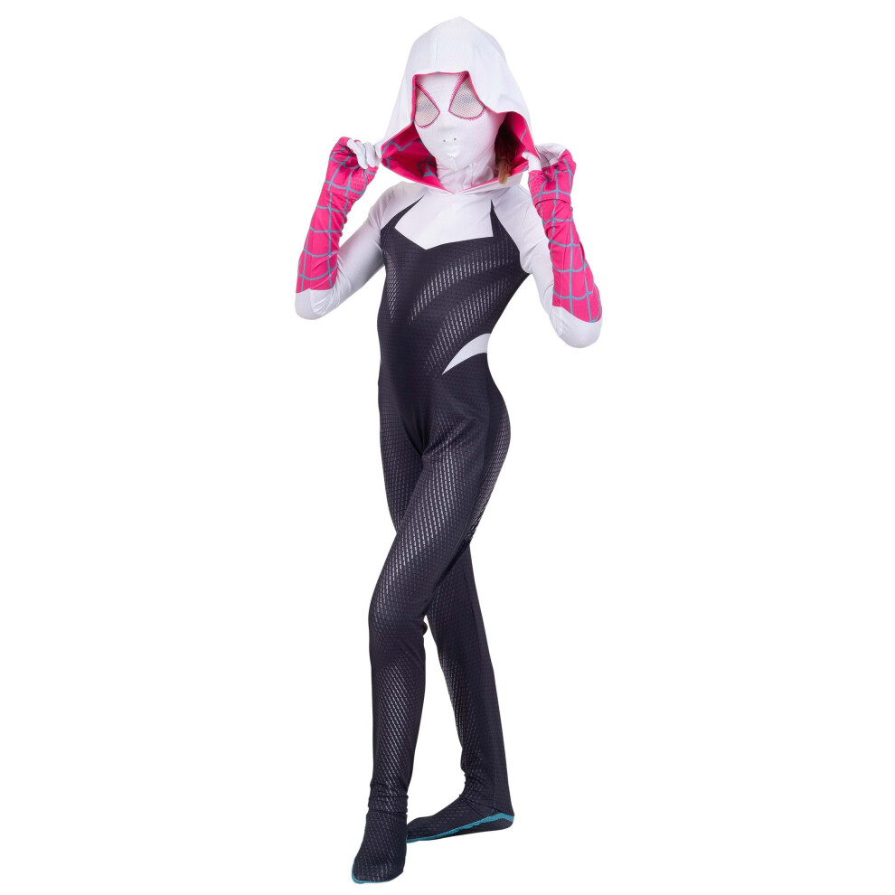 Disfraz Oficial De Spider-Gwen De Marvel Para Halloween, De Zentai Juvenil: Mono De Licra Con Capucha Y Dise O Estampado, Y M Scara De Licra (Gra-image