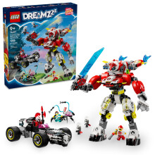 LEGO DREAMZzz Cooper's Tiger Mech & Zero's Hot Rod auts jtk  Robotpto jtk gyerekeknek, fiknak s lnyoknak 9 ves kortl  ptokszlet szn