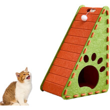(Orange Triangle) Cat Scratcher Felt – Durable Felt Vertical & L-Shaped Horizontal Scratching Post, Wall-Mounted
